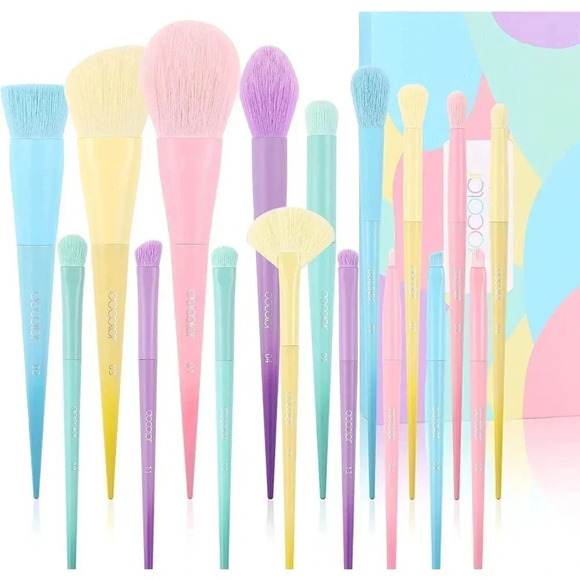 Docolor Makeup Brushes 17 Pcs Colourful Rainbow Synthetic Make Up Brush Set - Picture 1 of 15